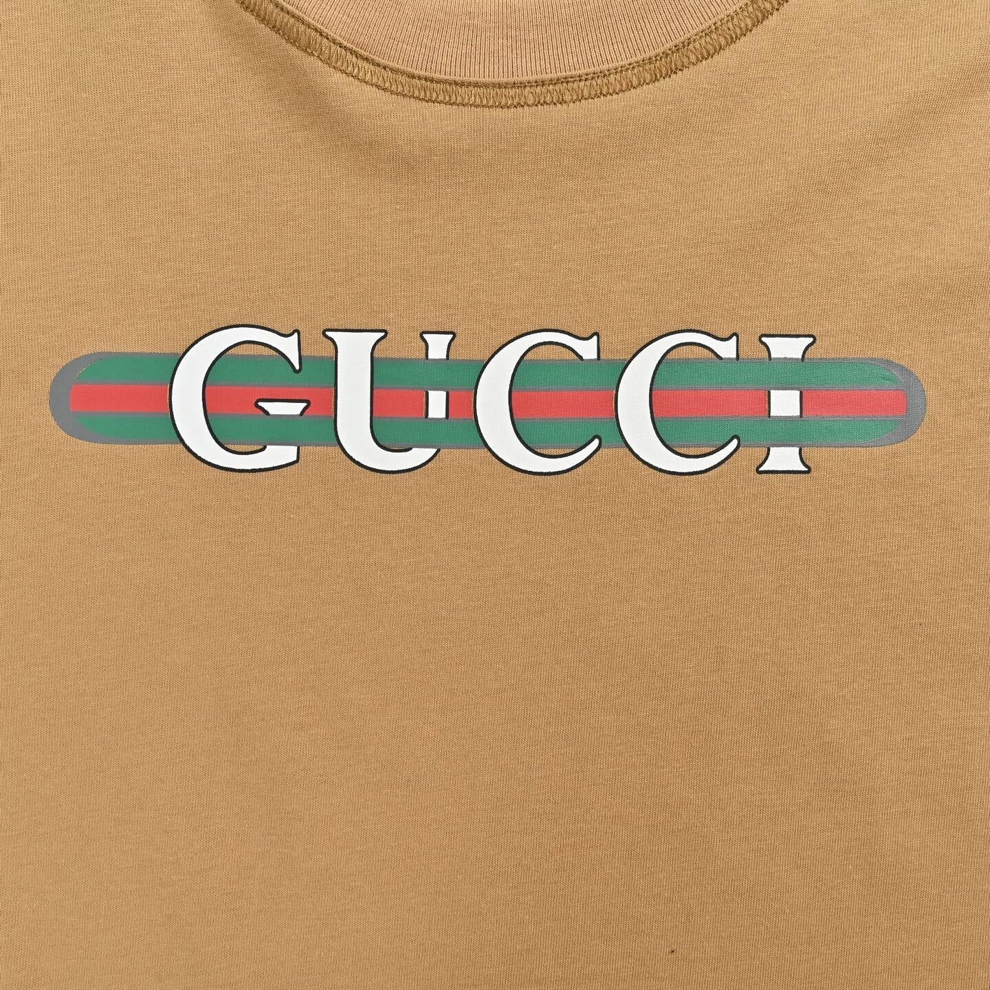 Web Stripe Logo T-Shirt | Camel