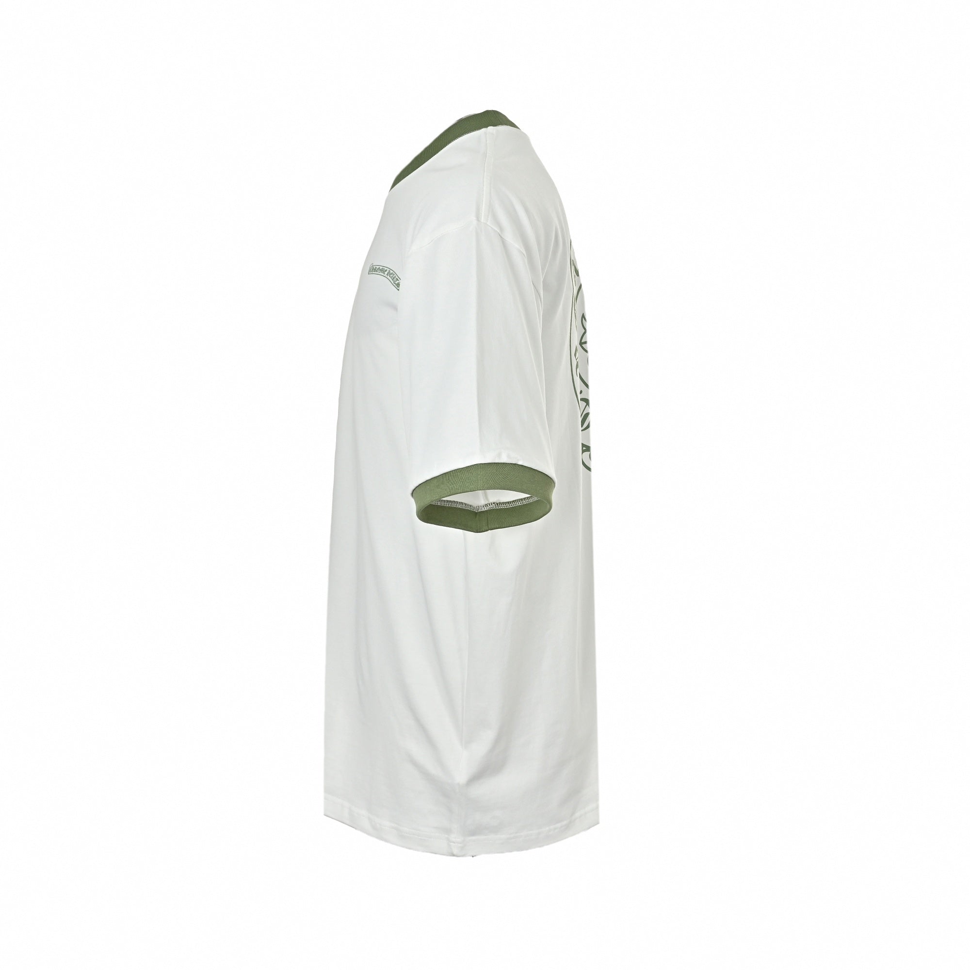 Horseshoe Logo Ringer T-Shirt | White & Olive Green