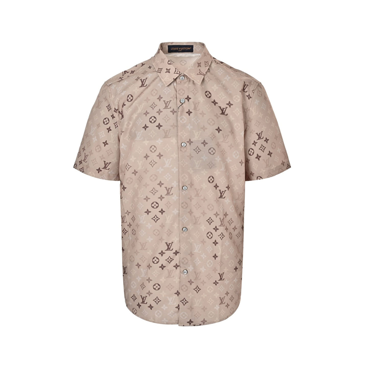Multi-Tonal Monogram Short-Sleeve Shirt | Beige