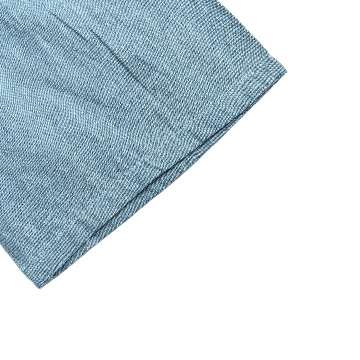Sketched Embroidery Camp Collar Shirt - Light Blue