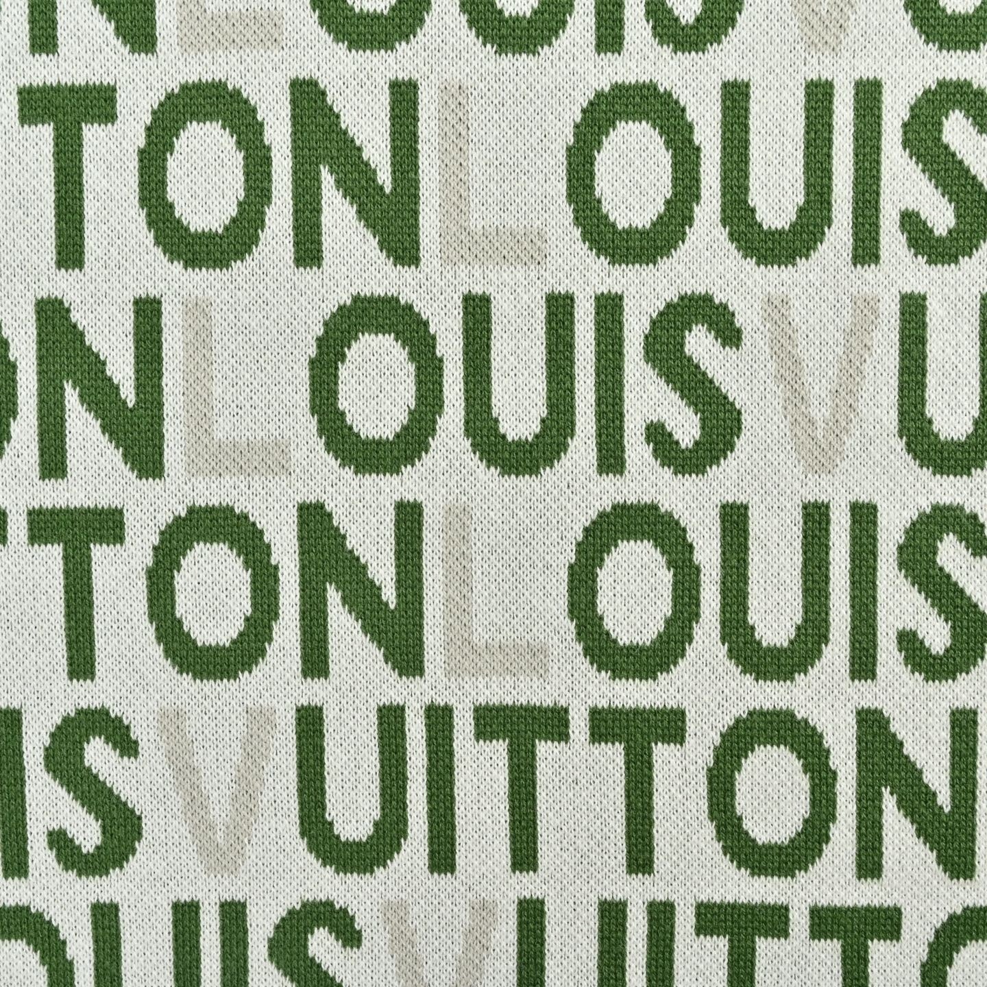 All-Over Typographic Knit T-Shirt | White & Green