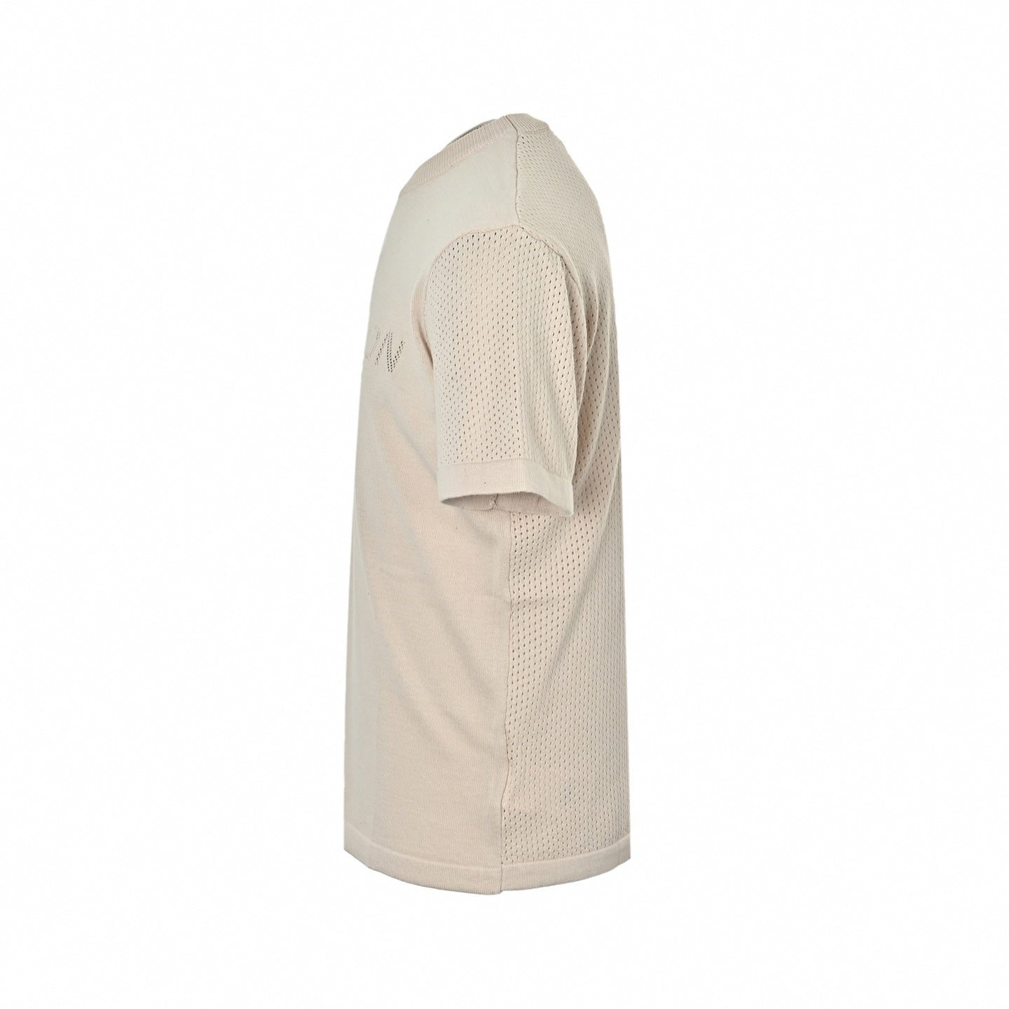 Pointelle Logo Knit T-Shirt - Beige