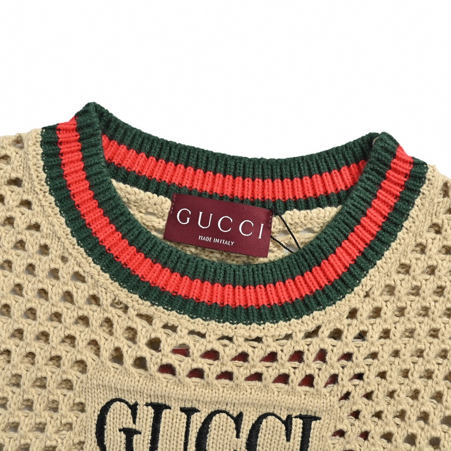 Web Stripe Crochet Knit T-Shirt