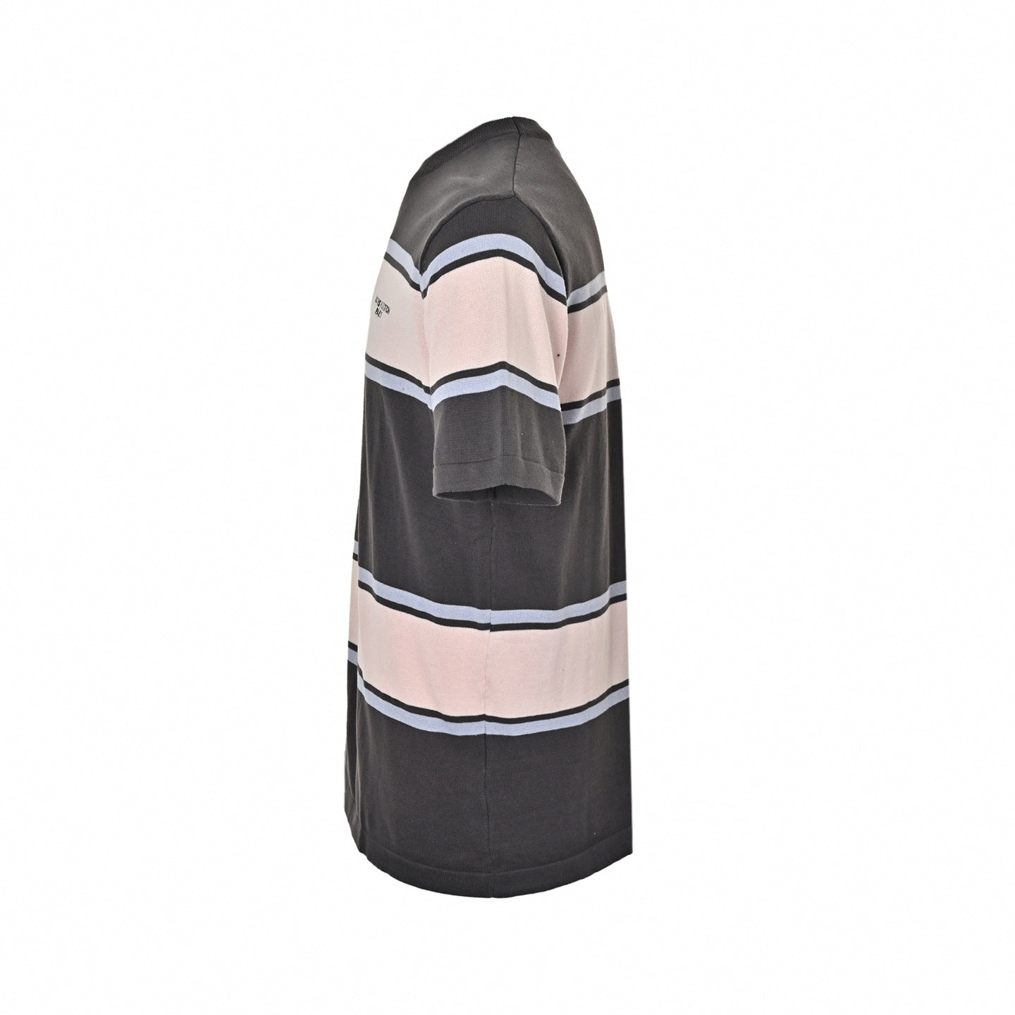 Striped Knit T-Shirt - Charcoal & Pink