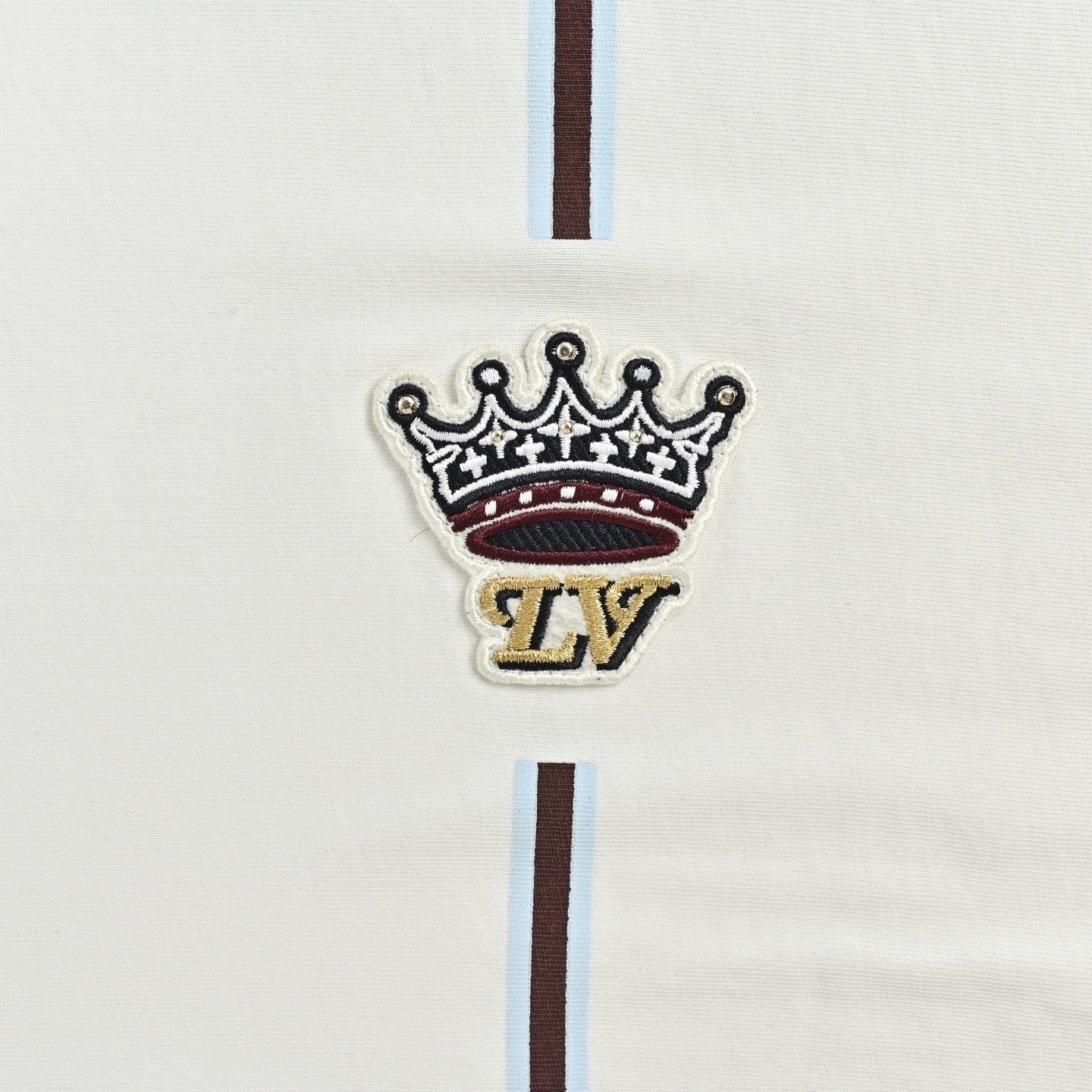 Embroidered Crown & Stripe T-Shirt | White