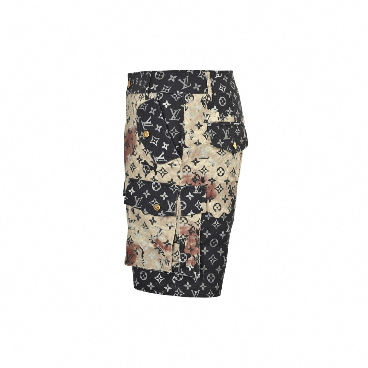 Bleached Monogram Denim Cargo Shorts