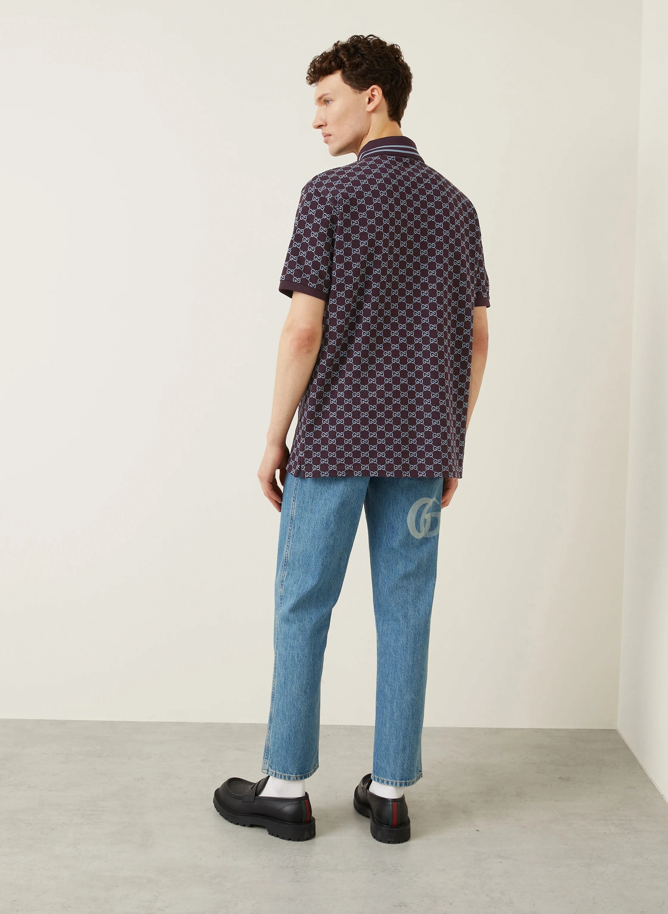 All-Over GG Motif Polo | Burgundy & Light Blue