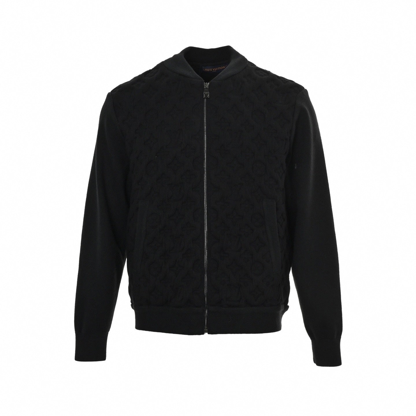 3D Monogram Relief Knit Bomber | Black