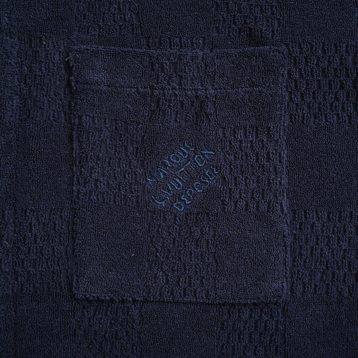 Damier Terry Cloth Button-Down Shirt | Navy Blue