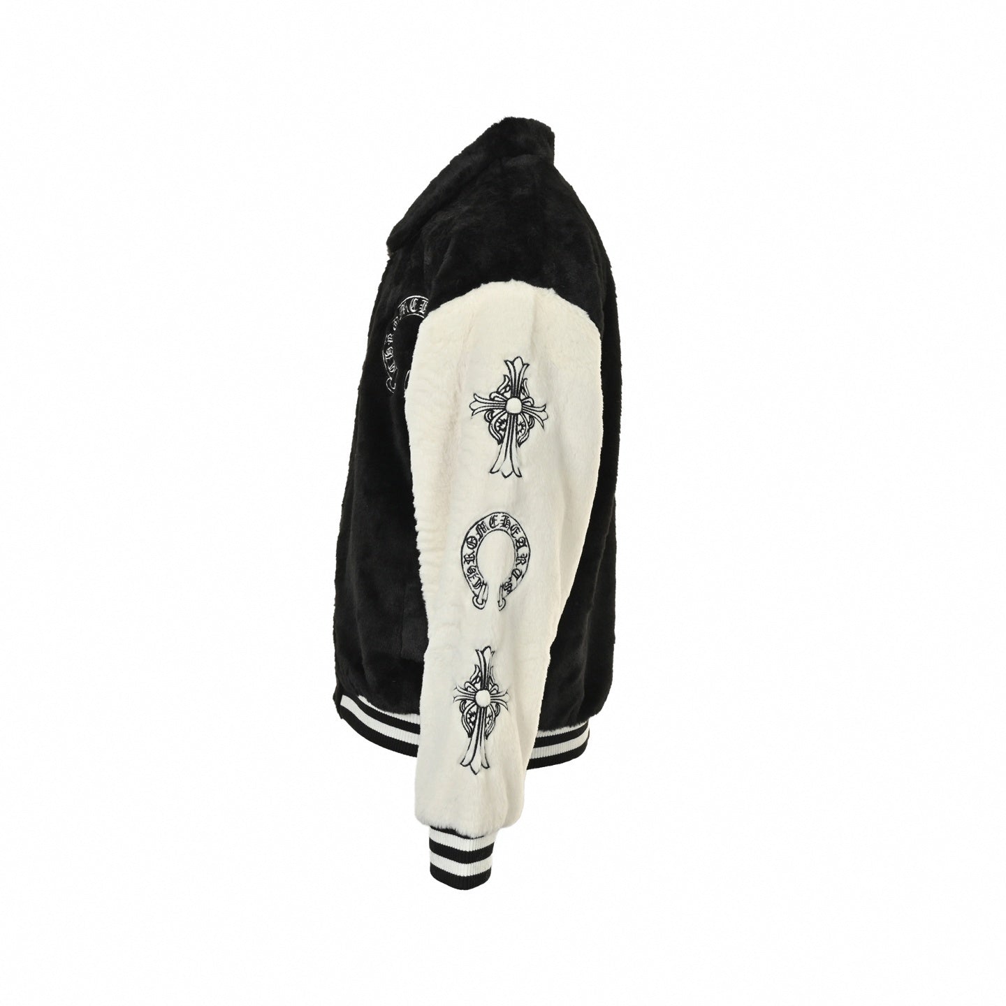 Faux Fur Horseshoe Logo Varsity Jacket