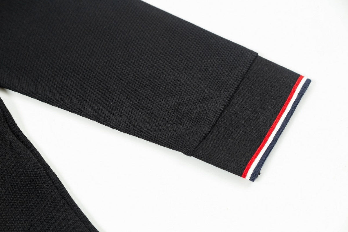 Tri-Color Trim Long-Sleeve Polo
