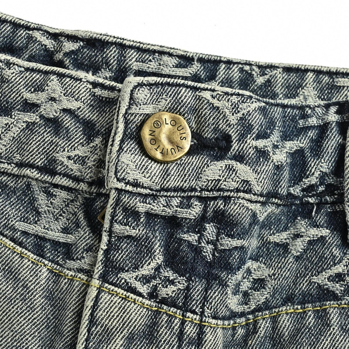 Washed Monogram Patchwork Baggy Denim