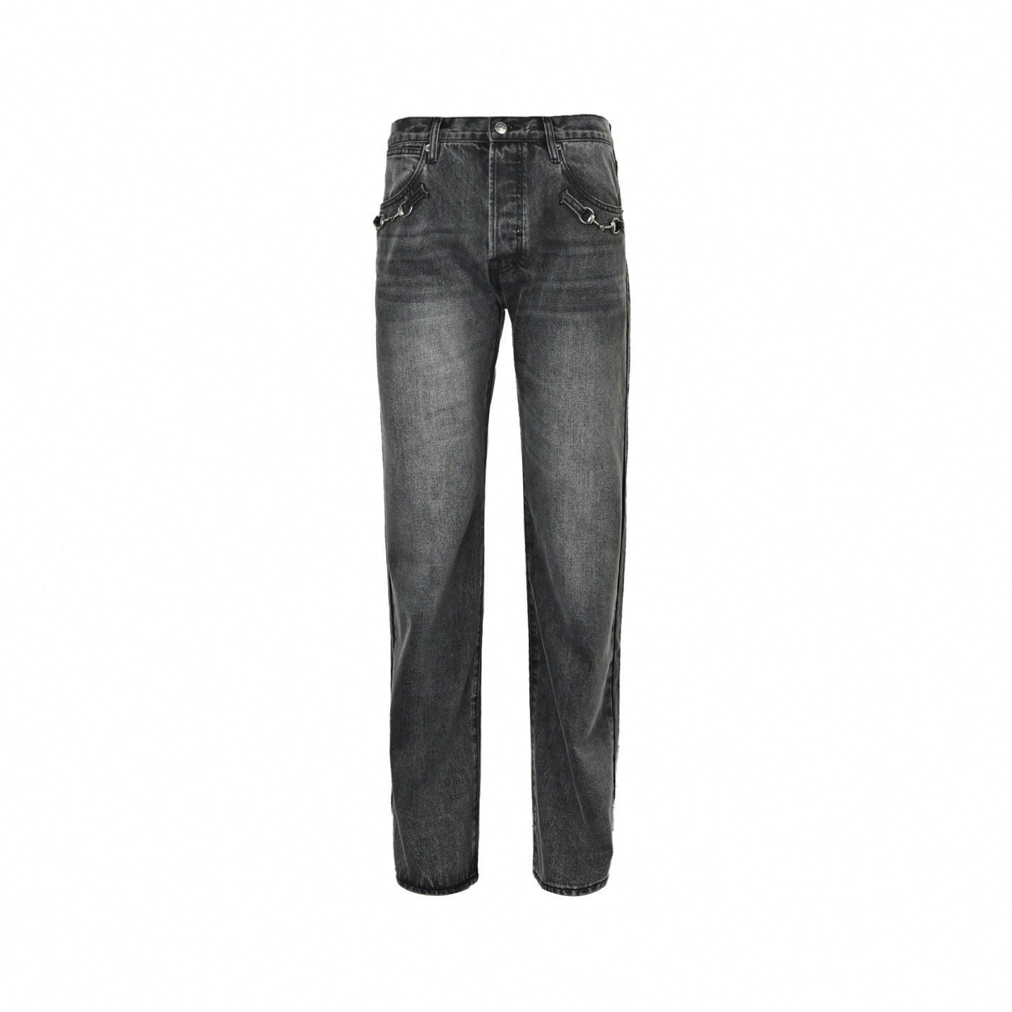 Horsebit Washed Denim Jeans