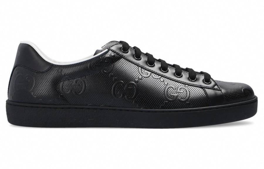 Embossed GG Perforated Leather Sneakers | Black