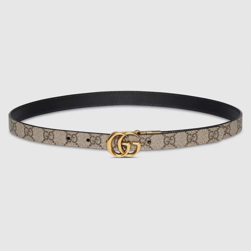 GG Marmont Reversible Thin Belt | GG Supreme & Black