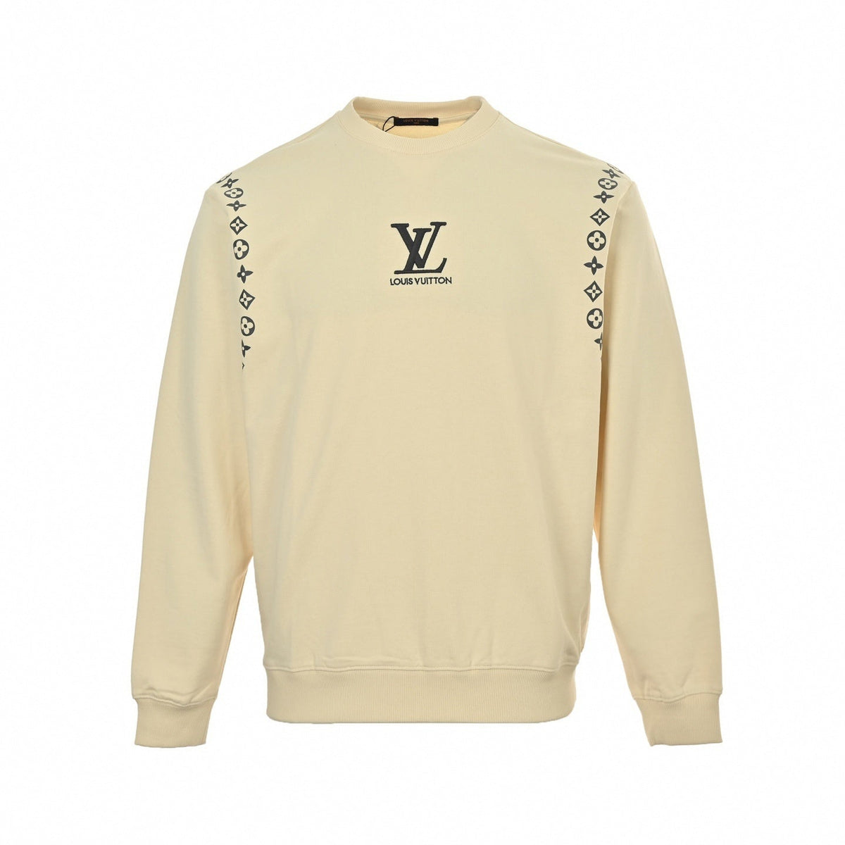 Embroidered Monogram Sleeve Sweatshirt | Cream