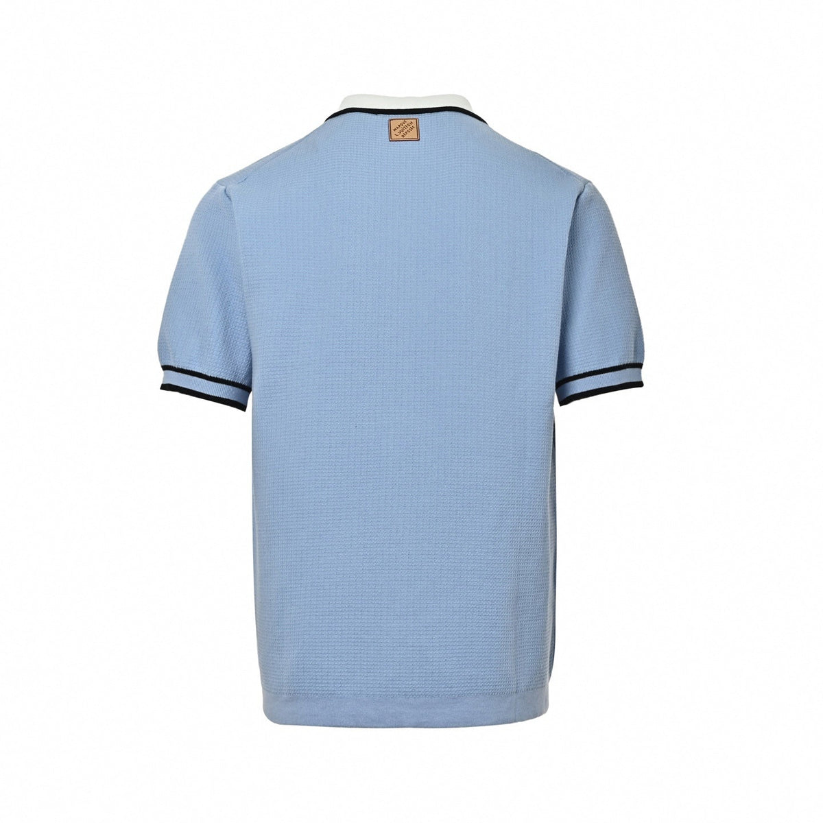 Contrast Trim Knit Shirt - Light Blue