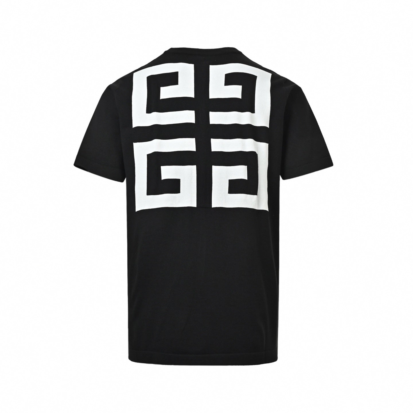 Intarsia Logo Knit T-Shirt - Black