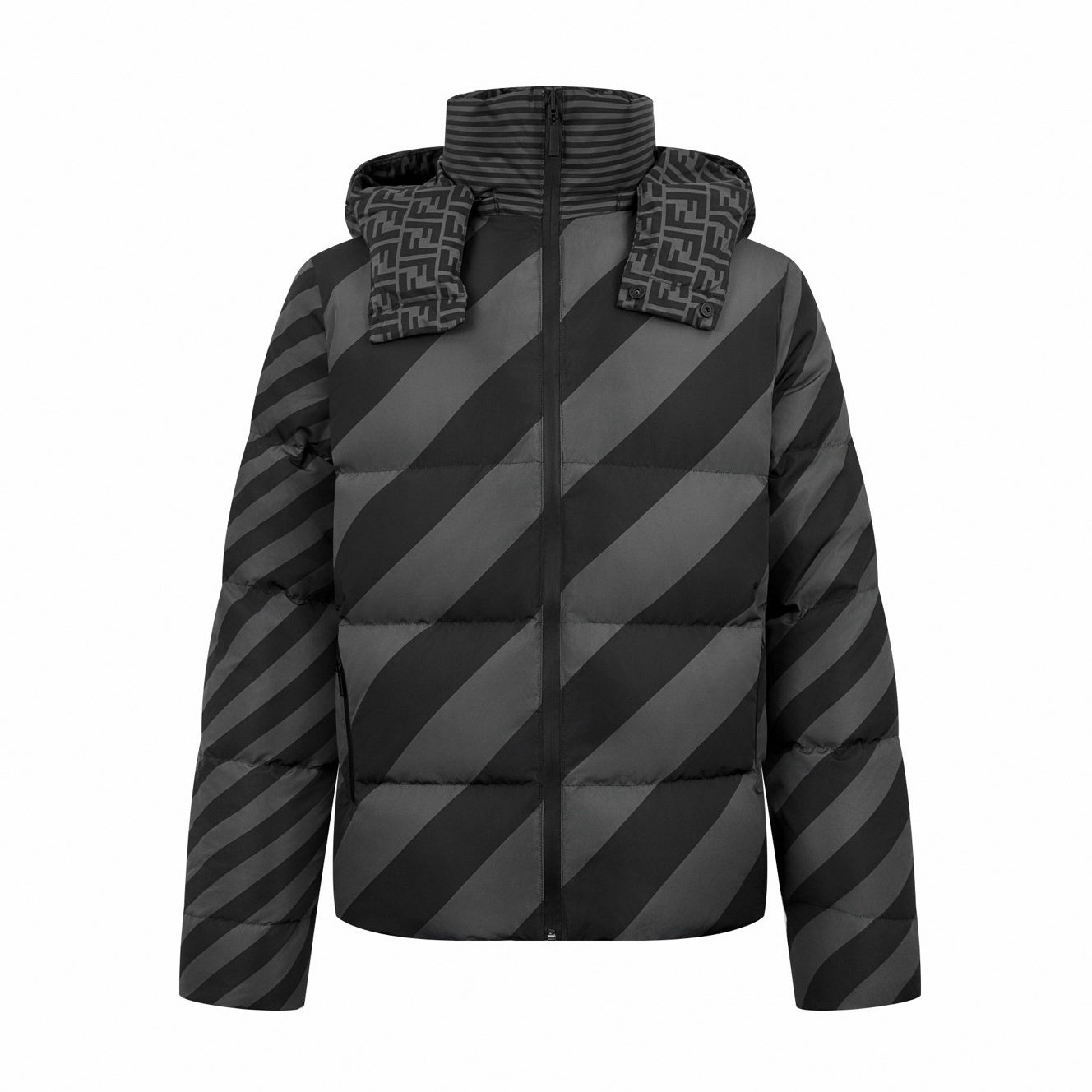 Reversible FF Monogram & Diagonal Stripe Puffer Jacket