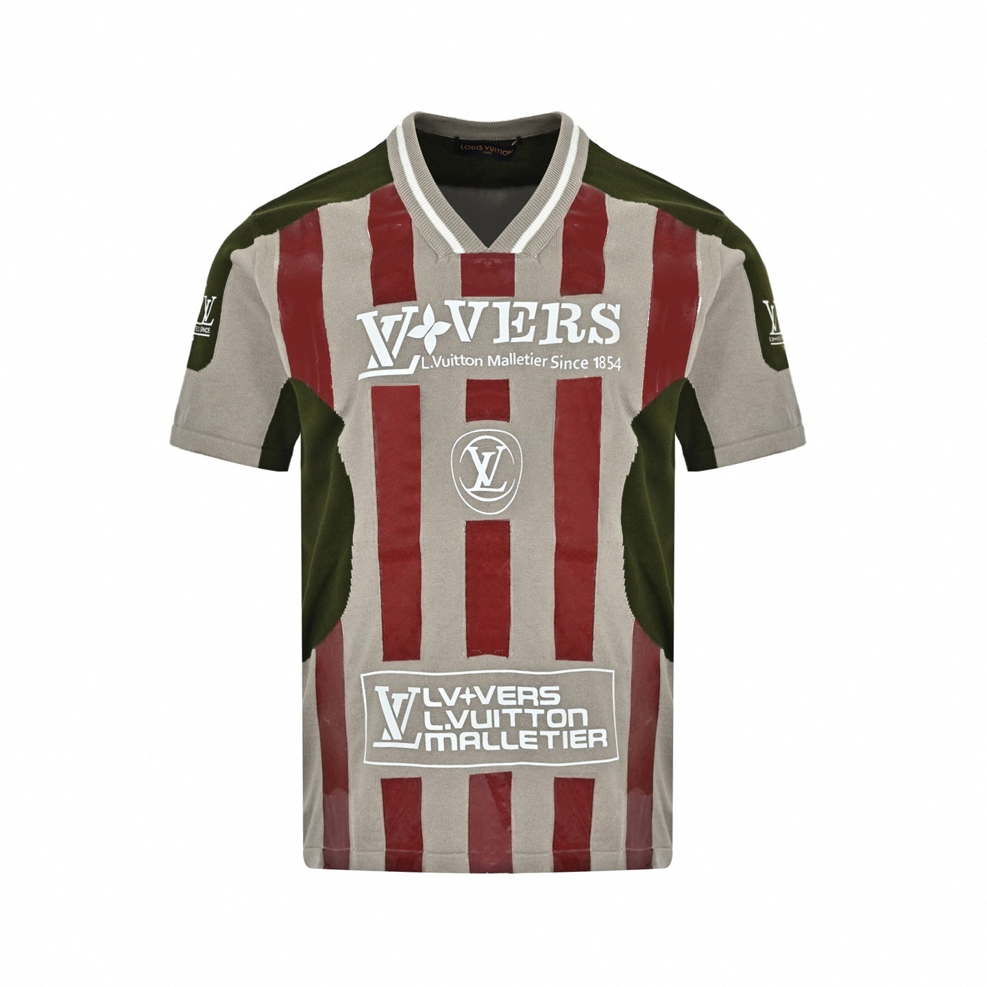 V Lovers Knit Football Jersey - Grey/Red