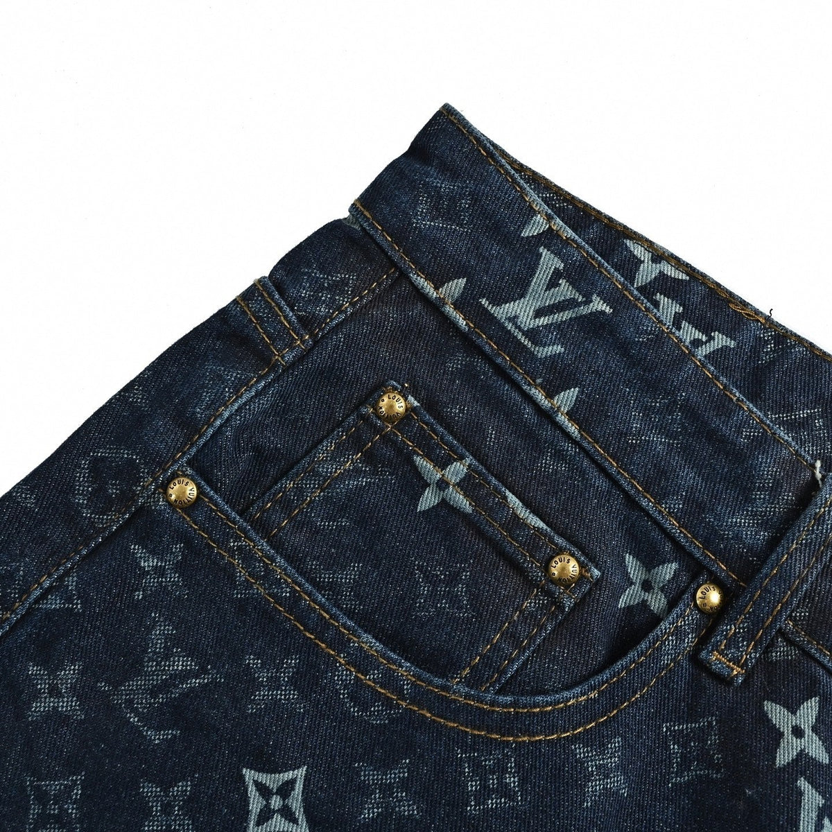 Monogram Baggy Denim Shorts | Dark Indigo