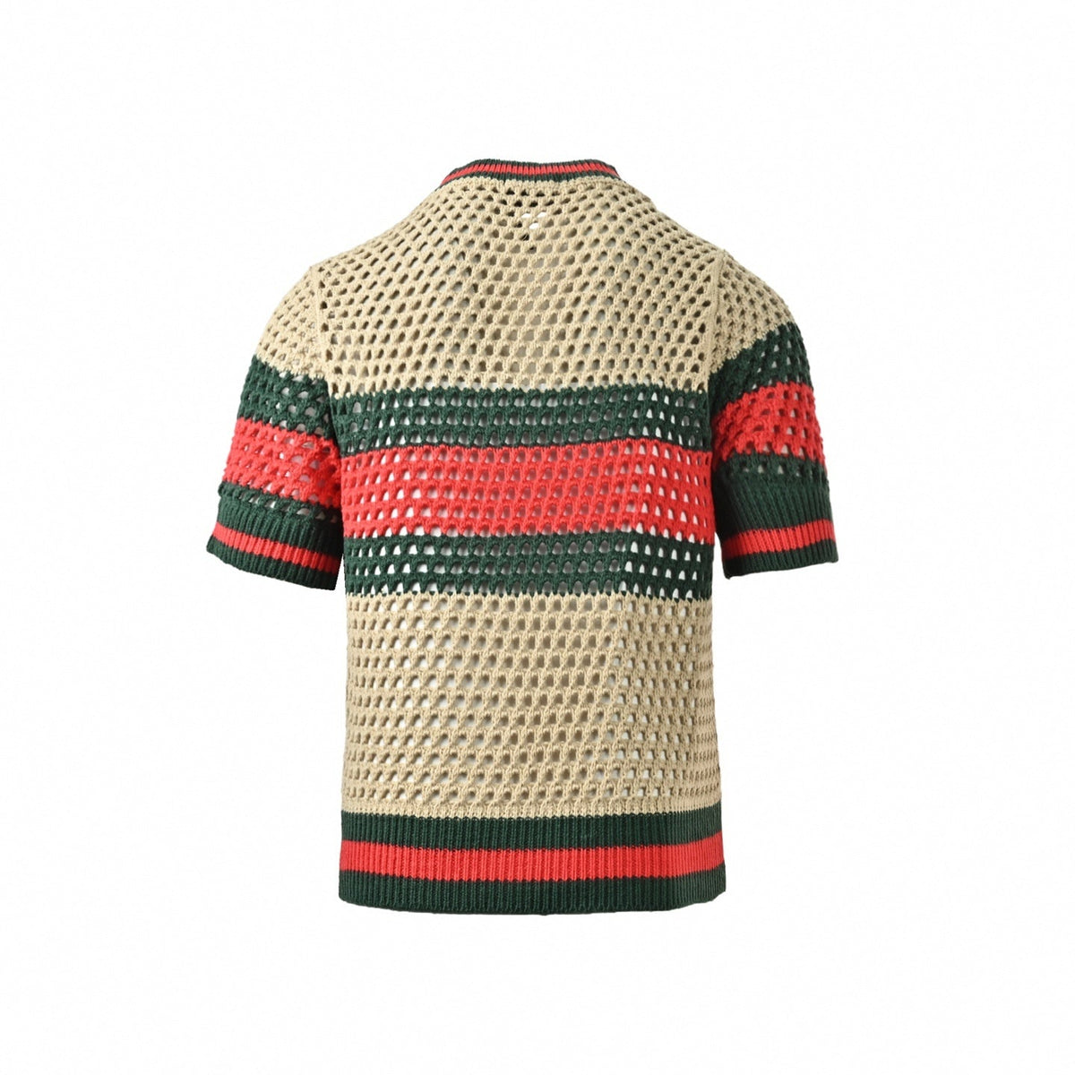 Web Stripe Crochet Knit T-Shirt