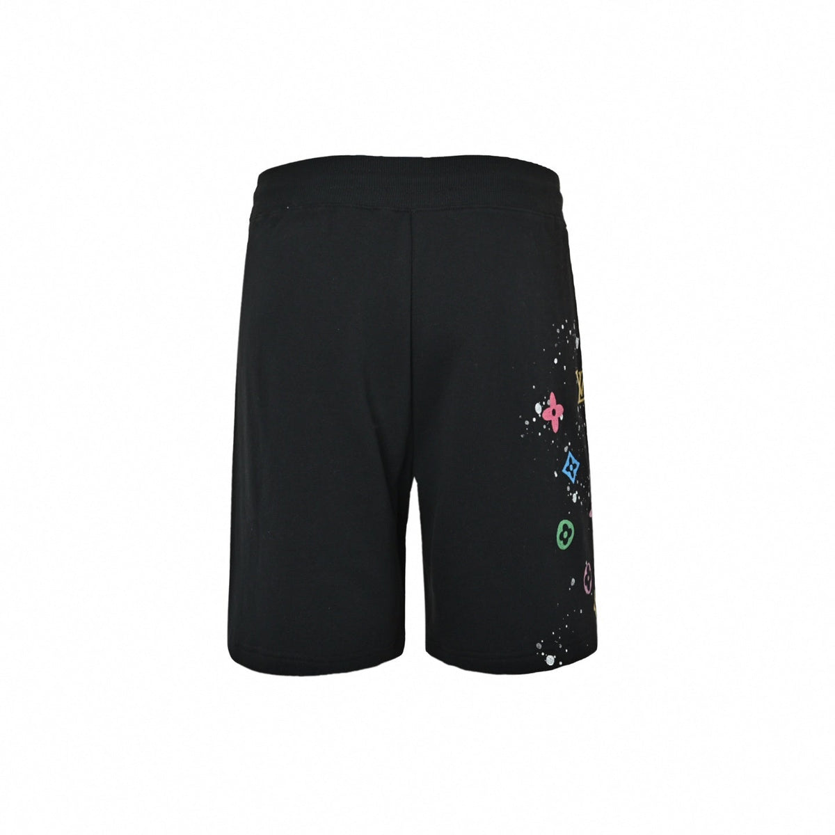 Monogram Paint Splatter Shorts - Black
