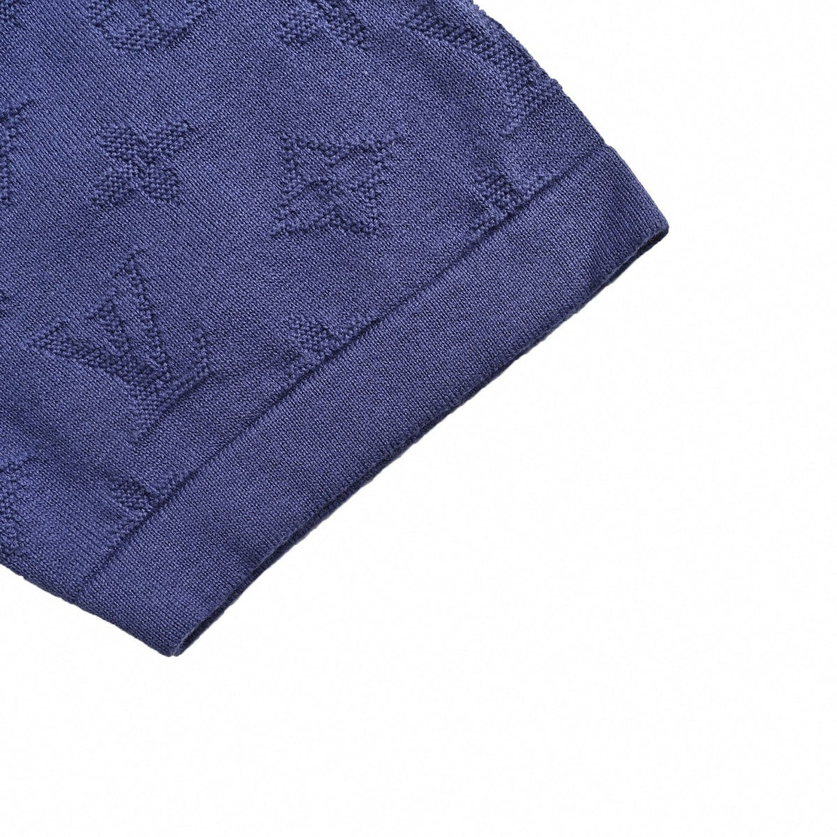 Textured Monogram Knit T-Shirt | Navy Blue