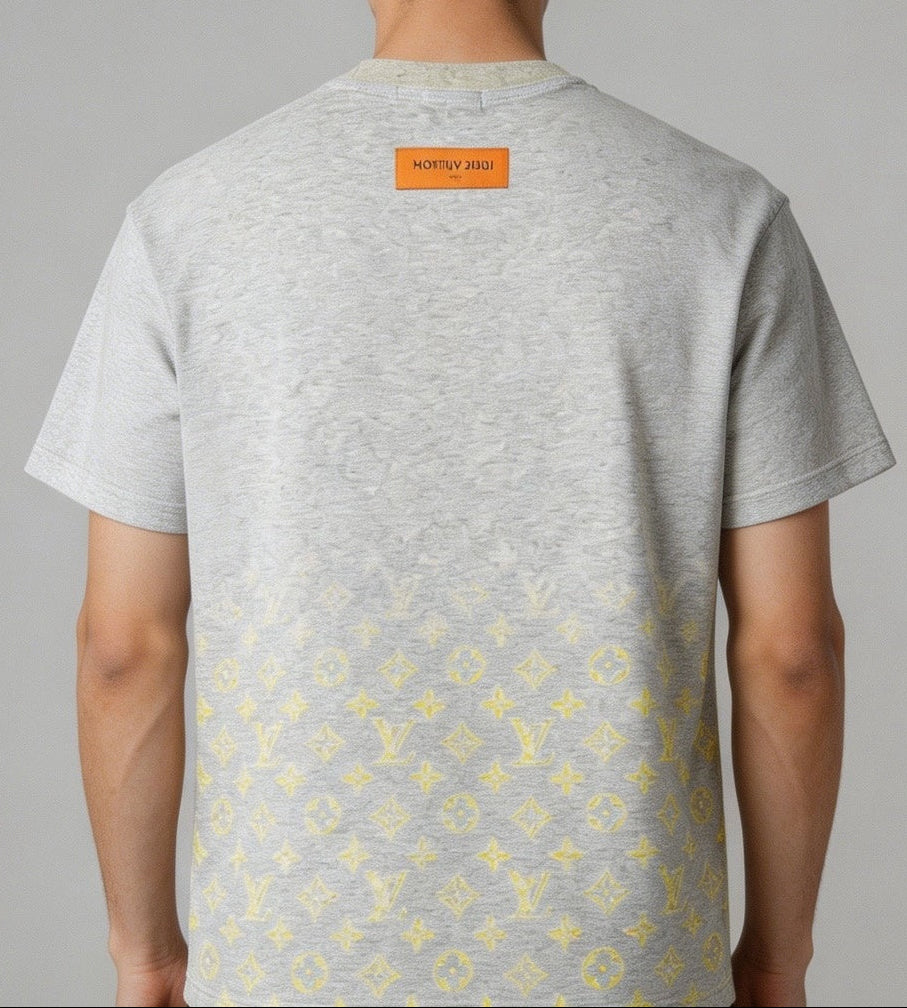 Gradient Monogram T-Shirt | Heather Grey & Yellow