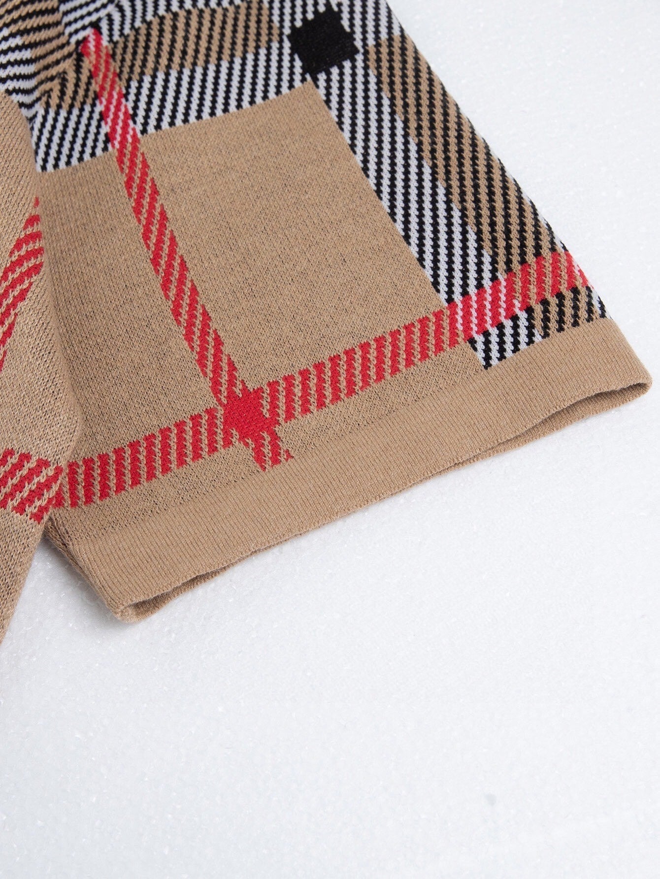 Oversized Check Knit Polo Shirt | Archive Beige