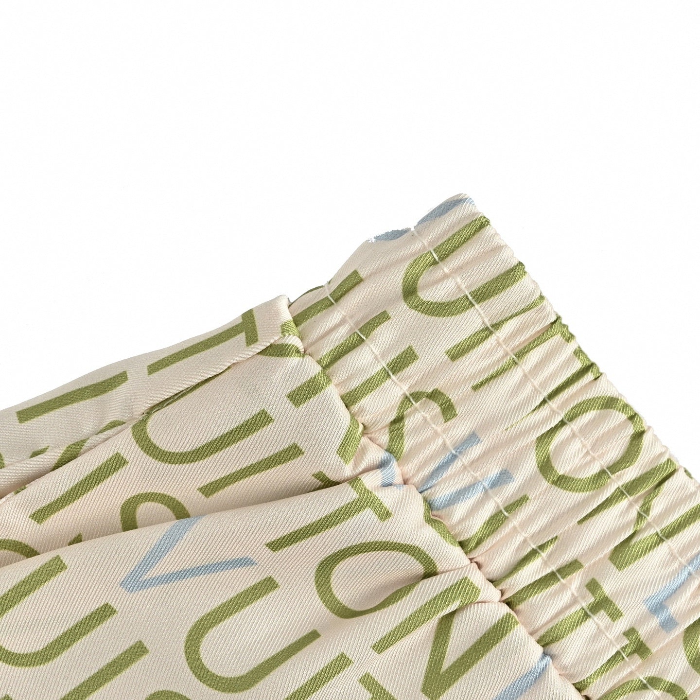 Typographic Print Shorts | Cream & Green