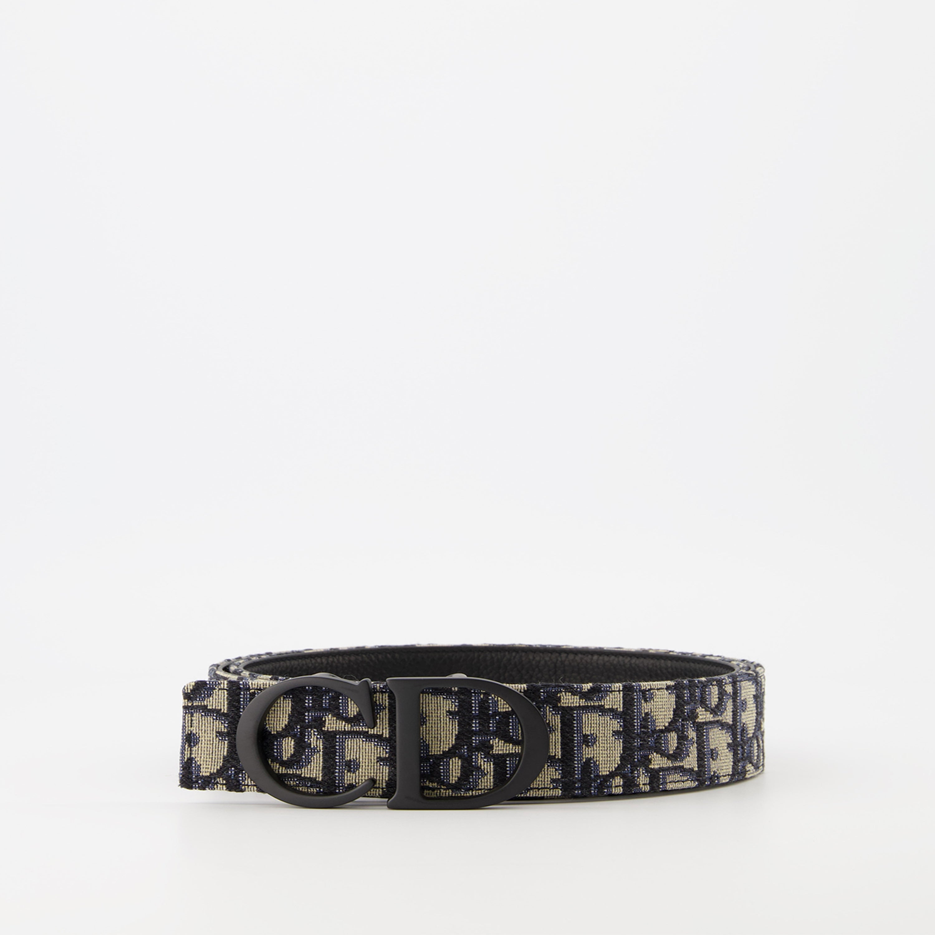 Reversible CD Icon Belt | Oblique Canvas & Black Leather