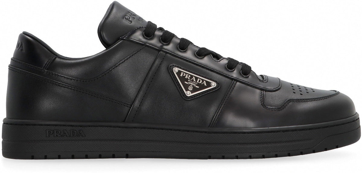 Leather Triangle Logo Sneakers | Black