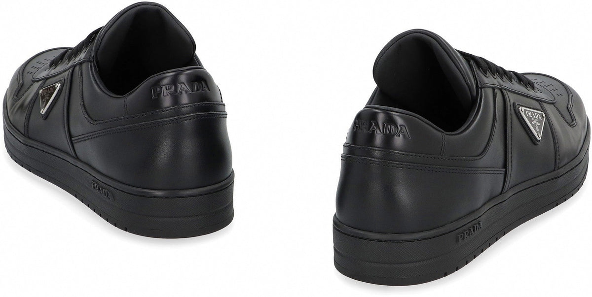 Leather Triangle Logo Sneakers | Black