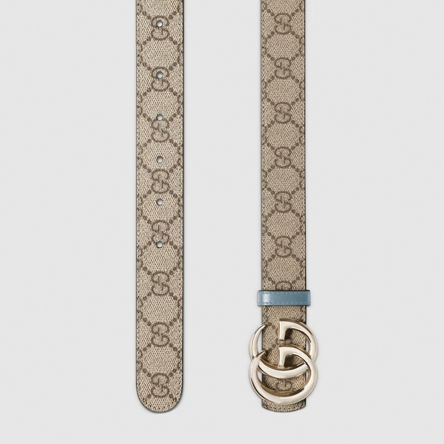 GG Marmont Reversible Belt | GG Supreme & Blue Leather