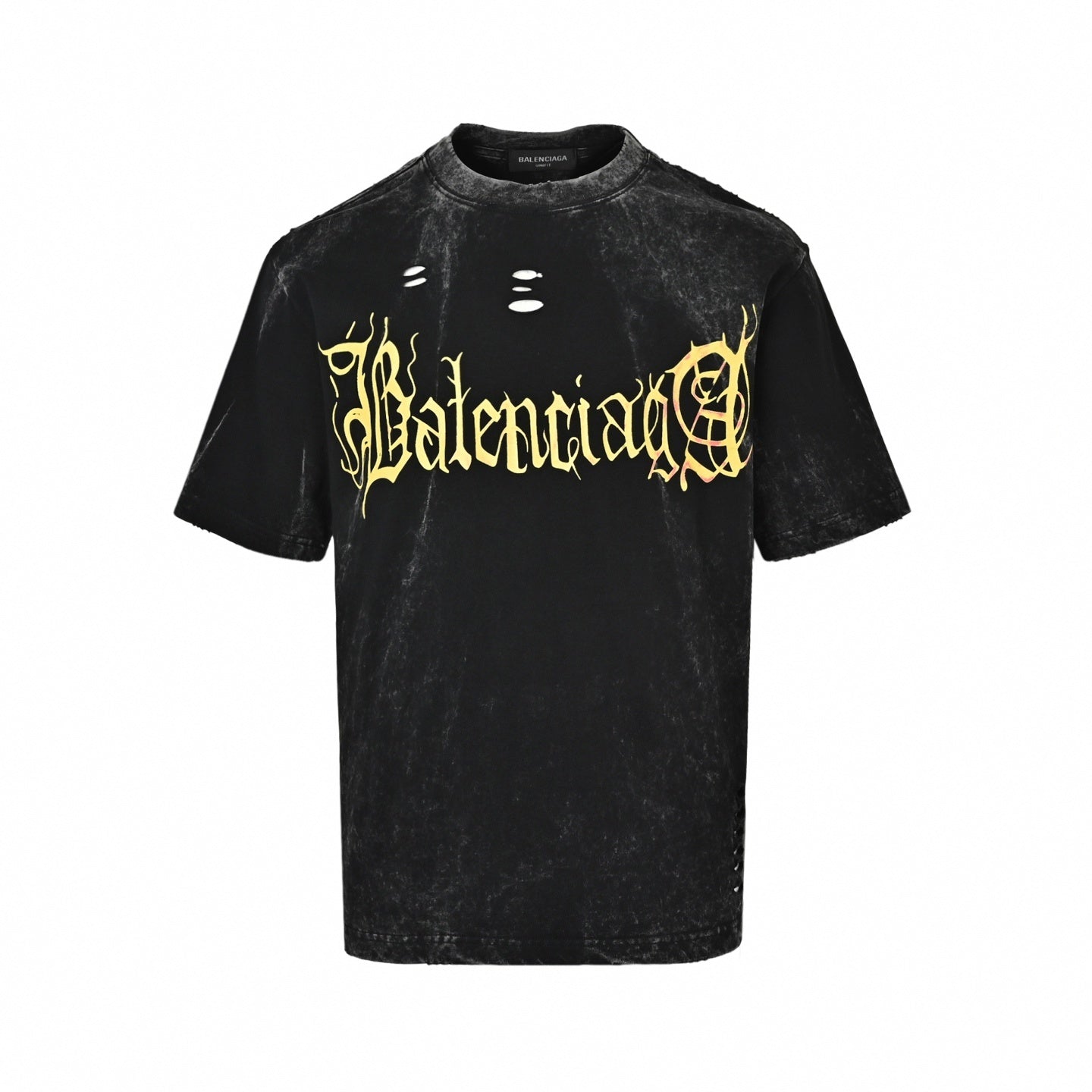 Distressed Gothic Logo 'See Now Buy Now' T-Shirt - Washed Black