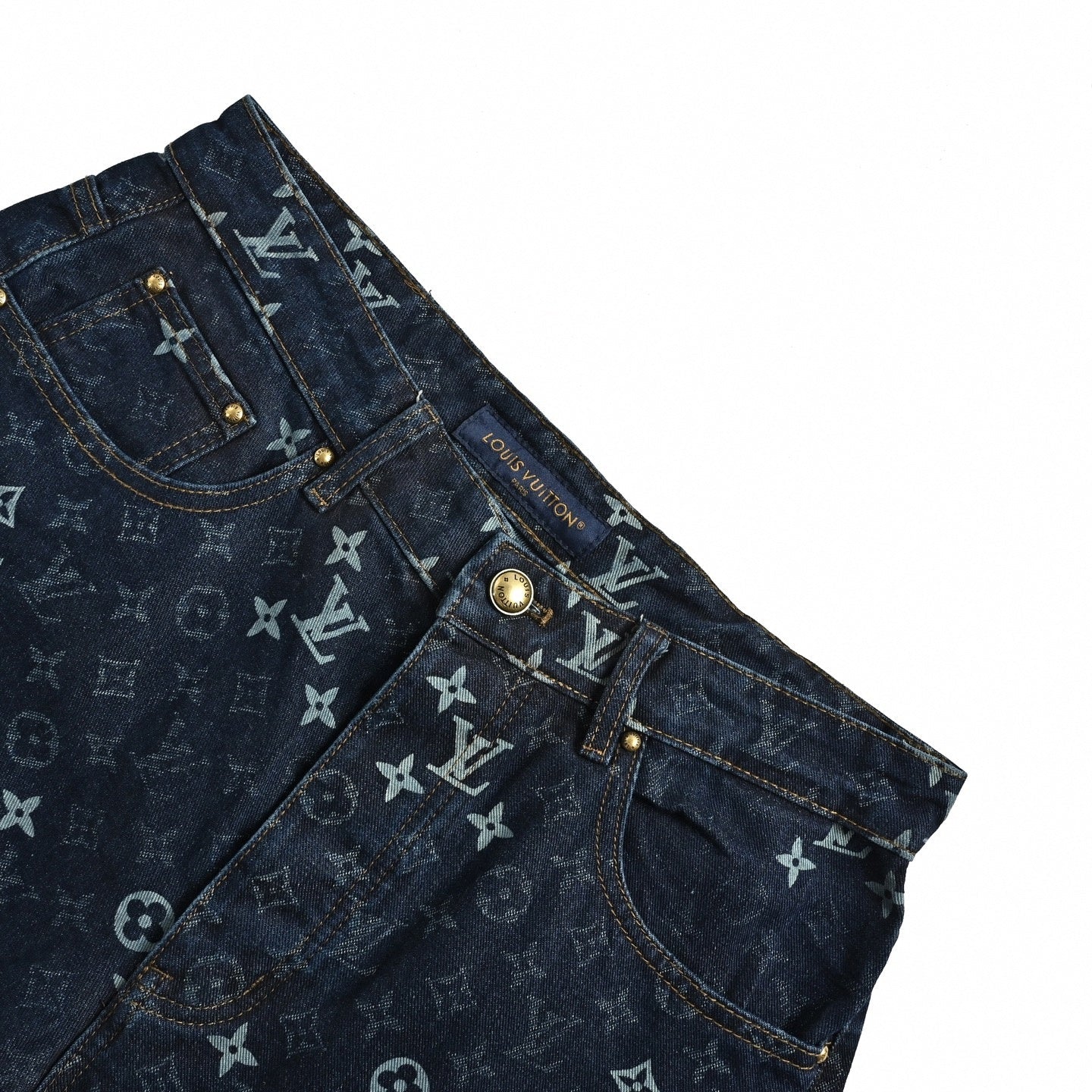 Monogram Baggy Denim Shorts | Dark Indigo