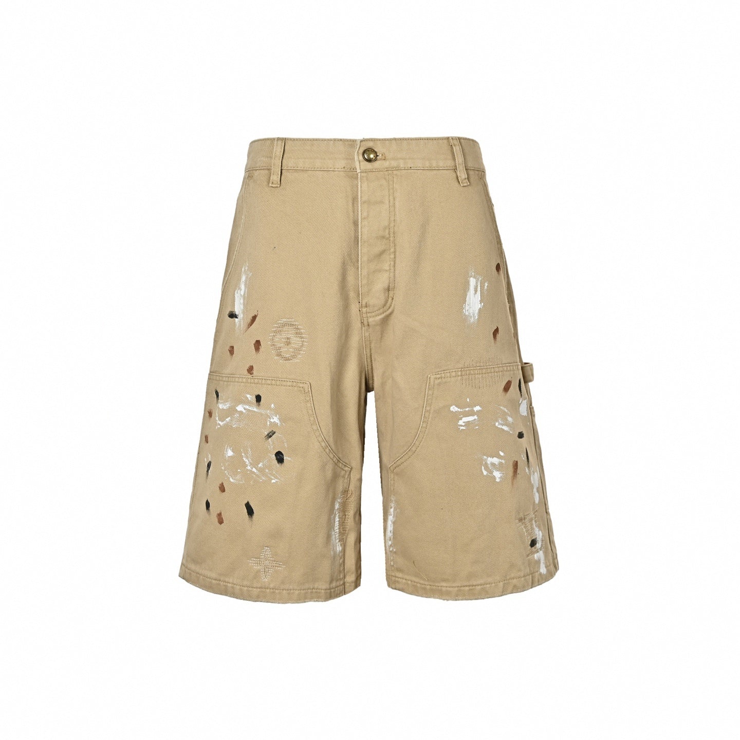 Painted Canvas Carpenter Shorts | Beige