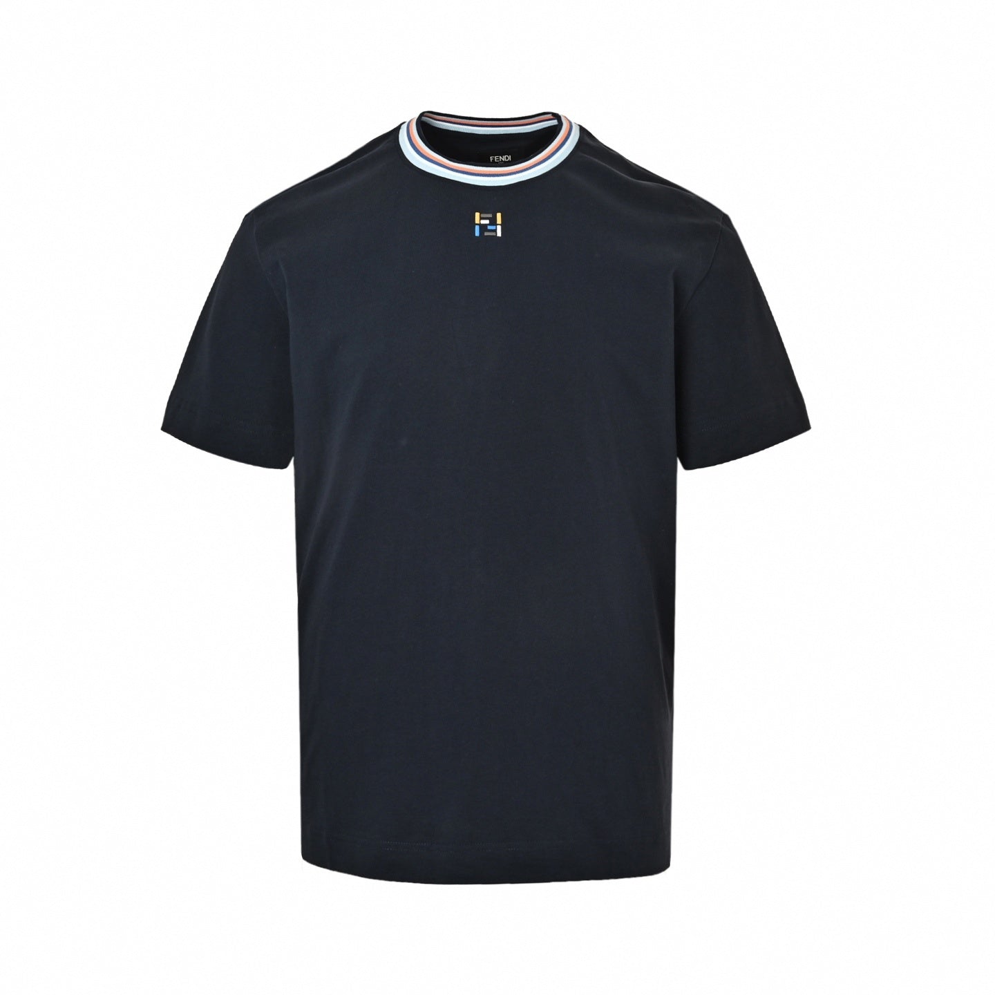 Striped Collar FF Logo T-Shirt | Dark Navy