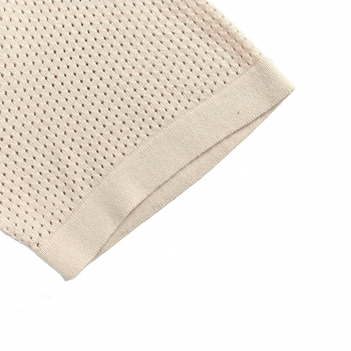Pointelle Logo Knit T-Shirt - Beige