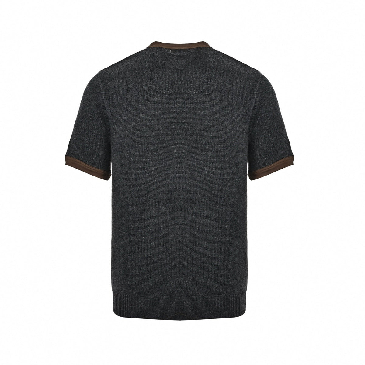 Contrast-Trim Knit T-Shirt | Charcoal Grey