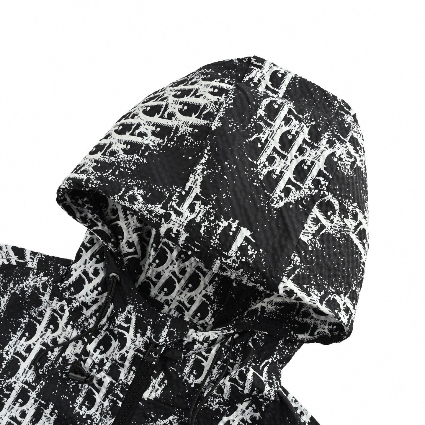 Painted Oblique Hooded Jacket | Black & White