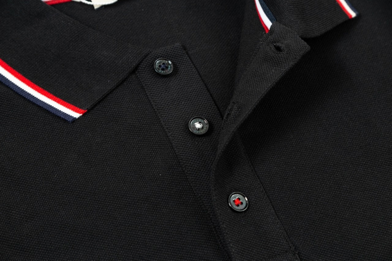 Tri-Color Trim Long-Sleeve Polo