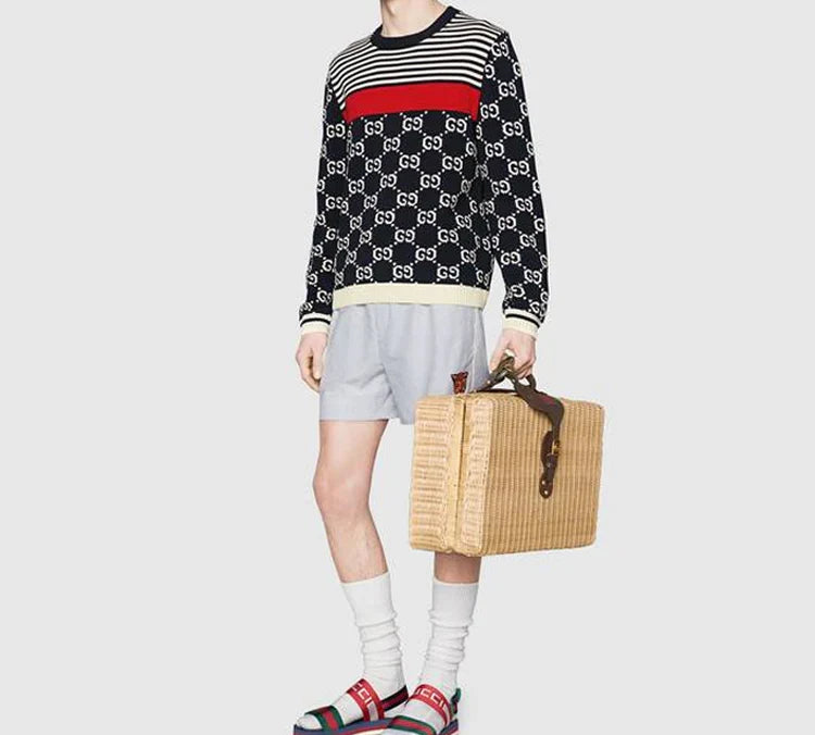 GG Jacquard & Striped Knit Sweater