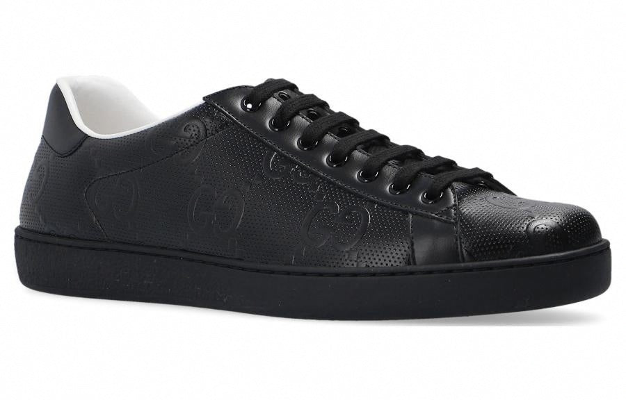 Embossed GG Perforated Leather Sneakers | Black
