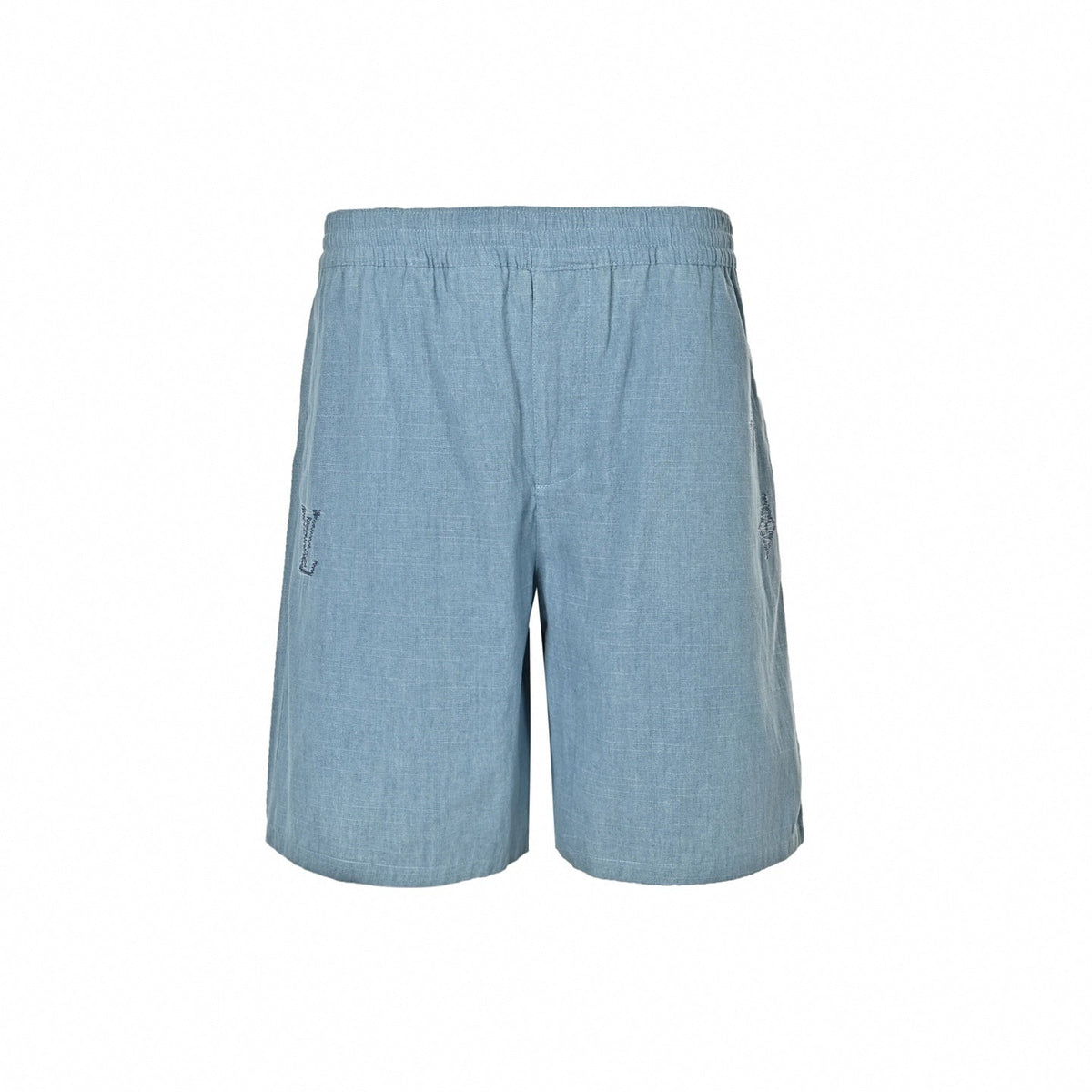 Sketched Embroidery Shorts - Light Blue