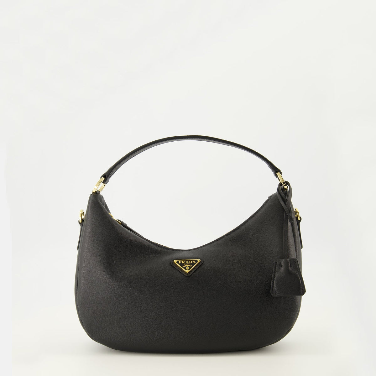 Black Leather Drawstring Bag