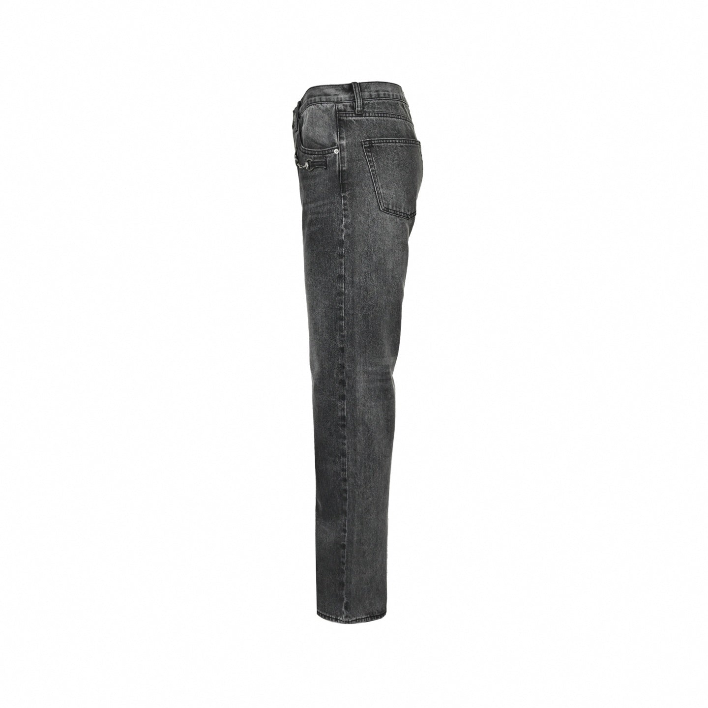 Horsebit Washed Denim Jeans