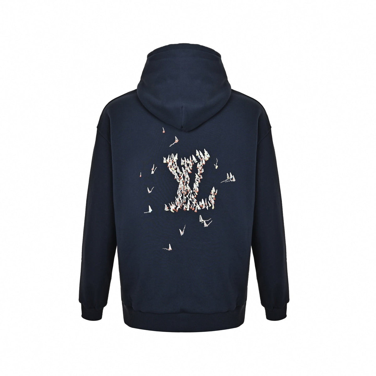 Embroidered Sailboat Logo Hoodie - Navy Blue