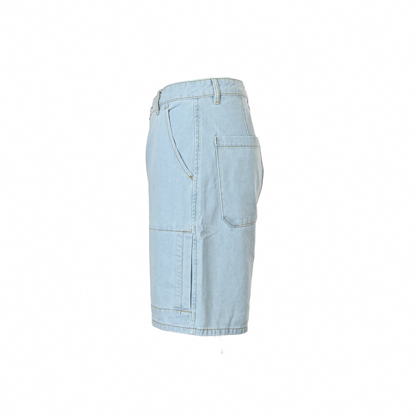 Monogram Flower Rivet Denim Shorts | Light Blue